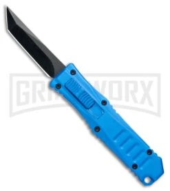 Mini Marvel Blue DA/OTF Automatic Knife - Tanto Black Plain