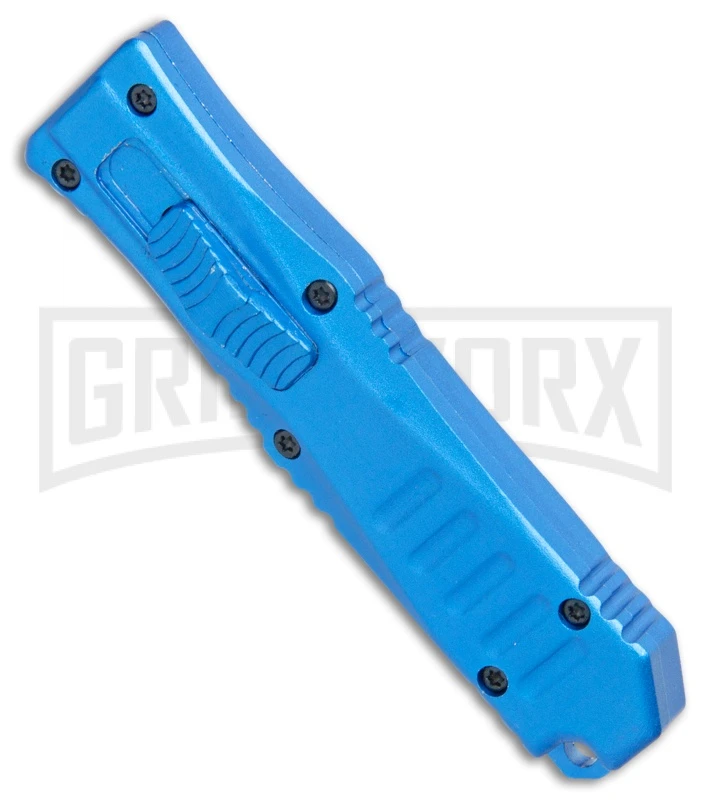 Mini Marvel Blue DA/OTF Automatic Knife - Tanto Black Plain 4 Mini Marvel Blue DA/OTF Automatic Knife - Tanto Black Plain - Image 2