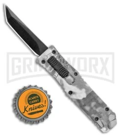 Mini Marvel Gray Camo DA/OTF Automatic Knife - Black Tanto 9 Mini Marvel Gray Camo DA/OTF Automatic Knife - Black Tanto -Grindworx Coffin Blaster Gray Camo DA OTF Auto Black Tanto GX 33814 jr bottlecap large