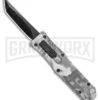 Mini Marvel Gray Camo DA/OTF Automatic Knife - Black Tanto -Grindworx Coffin Blaster Gray Camo DA OTF Auto Black Tanto GX 33814 jr large