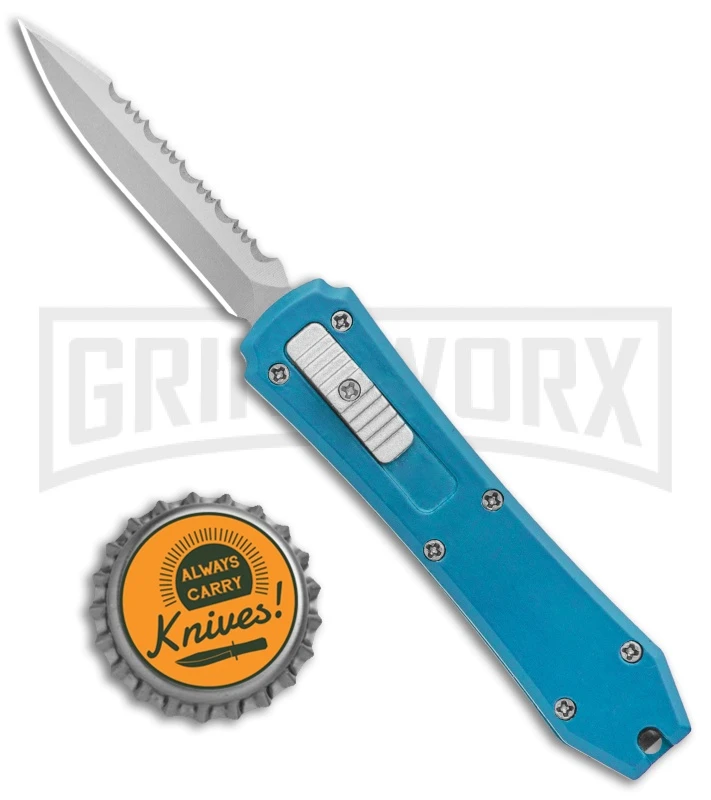 Coffin Blaster Metallic Blue DA/OTF Automatic Dagger Knife - Bead Blast Plain 6 Coffin Blaster Metallic Blue DA/OTF Automatic Dagger Knife - Bead Blast Plain - Image 4