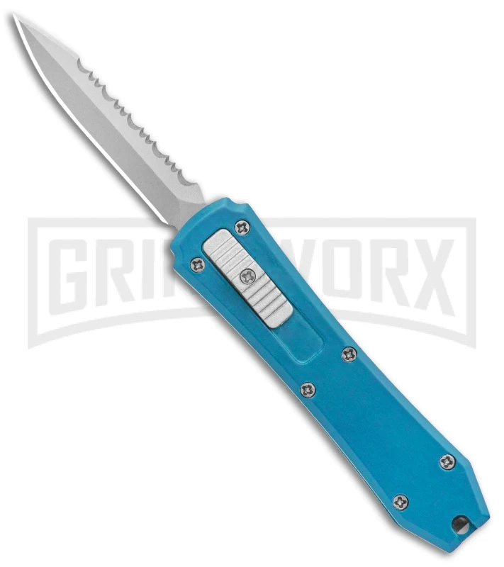 Coffin Blaster Metallic Blue DA/OTF Automatic Dagger Knife - Bead Blast Plain 3 Coffin Blaster Metallic Blue DA/OTF Automatic Dagger Knife - Bead Blast Plain
