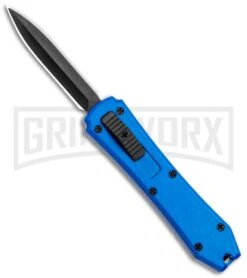 Coffin Blaster Metallic Blue DA/OTF Automatic Knife - Black Plain