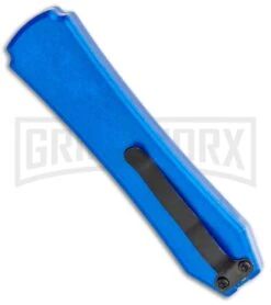 Coffin Blaster Metallic Blue DA/OTF Automatic Knife - Black Plain -Grindworx Coffin Blaster Metallic Blue DA OTF Auto Black Plain GX 34992 jr side large