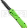 Coffin Blaster Metallic Green DA/OTF Automatic Knife - Black Plain -Grindworx Coffin Blaster Metallic Green DA OTF Auto Black GX 38492 jr large