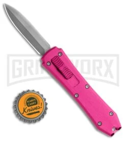 Coffin Blaster Pink DA/OTF Automatic Knife - Bead Blast Plain -Grindworx Coffin Blaster Pink DA OTF Automatic Knife BB Plain 2706 2PK GX 35329 LS Bottlecap 2 large