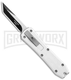 Coffin Blaster Silver DA/OTF Automatic Knife - Tanto Two-Tone