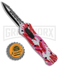Coffin Blaster 2.0 Textured Pink Camo DA/OTF Automatic - Two Tone Plain/Serr -Grindworx Coffin Blaster Textured Pink Camo DA OTF Auto 440 Black Satin Serr GX 37637 jr bottlecap large
