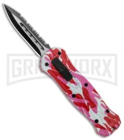 Coffin Blaster 2.0 Textured Pink Camo DA/OTF Automatic - Two Tone Plain/Serr