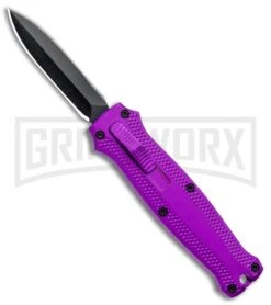 Coffin Blaster Textured Purple DA/OTF Automatic 440 Knife (2" Black Satin)