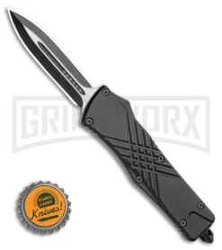 Atomic Criss Cross Dagger Black OTF Automatic Knife - Two Tone Plain -Grindworx Criss Cross Dagger Black OTF Automatic Knife Two Tone Plain GX 35897 LS Bottlecap large