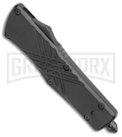 Grindworx -Grindworx Criss Cross Dagger Black OTF Automatic Knife Two Tone Plain GX 35897 LS Spine large