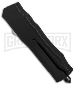 Nocturnal D/A OTF Automatic Knife Black - Drop Point Black Plain -Grindworx DA OTF Auto black handle black plain BP 26365 er side large