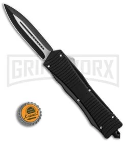 Nocturnal D/A OTF Automatic Knife Black - Dagger Black Plain -Grindworx Dagger DA OTF black handle black plain BP 26364 er bottlecap large