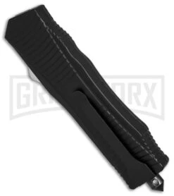 Nocturnal D/A OTF Automatic Knife Black - Dagger Black Plain -Grindworx Dagger DA OTF black handle black plain BP 26364 er side large