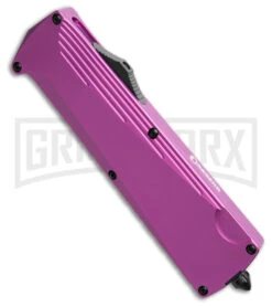 Daggerr Knives Koschei Purple Aluminum Double Action OTF Knife - Black Plain -Grindworx Daggerr Knives Koschei Double Action OTF Knife Purple Aluminum 3.5in Black BHQ 182320 hd spine large