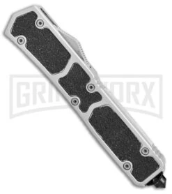 Delta Force Silver D/A OTF Automatic Knife - Black Plain -Grindworx Delta force silver black plain BP 19374 er spine large