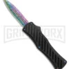 Edgeworks Carbon Fiber OTF Auto Knife Dagger - Rainbow Damascus Finish) -Grindworx Edgeworks Carbon Fiber OTF Auto Knife Dagger 3in Rainbow Damascus GX 42359 td large