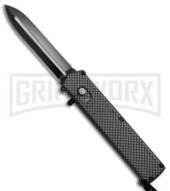 Elemental Reactor Sim. Carbon Fiber OTF Automatic Knife - Black Plain