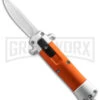 Enzo OTF Orange Automatic Keychain Knife - Satin Spear Point Plain -Grindworx Enzo OTF Auto Keychain Knife Orange Satin GX 38889 jr large