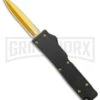 Firecracker Mini Black D/A OTF Automatic Knife - Gold Dagger 2 Firecracker Mini Black D/A OTF Automatic Knife - Gold Dagger -Grindworx Firecracker Mini Black DA OTF Auto Gold Dagger GX 37876 jr large