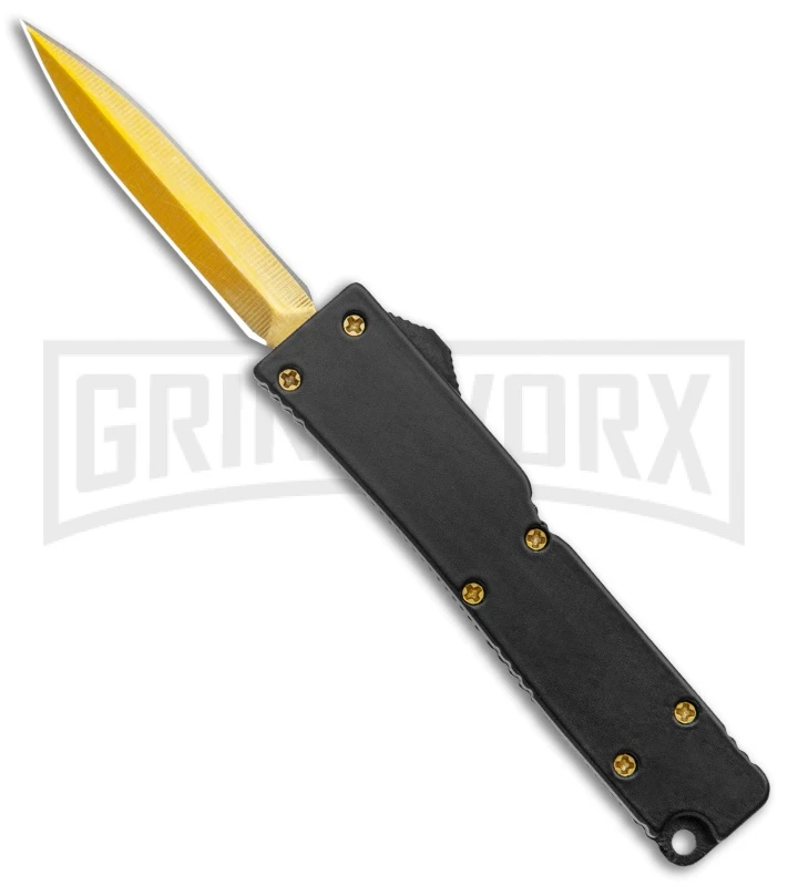Firecracker Mini Black D/A OTF Automatic Knife - Gold Dagger 3 Firecracker Mini Black D/A OTF Automatic Knife - Gold Dagger