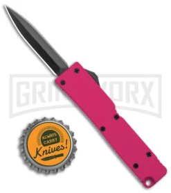 Firecracker Mini Pink D/A OTF Automatic Knife - Black Dagger -Grindworx Firecracker Mini Pink DA OTF Auto Black Dagger GX 37859 jr bottlecap large