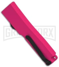 Firecracker Mini Pink D/A OTF Automatic Knife - Black Dagger -Grindworx Firecracker Mini Pink DA OTF Auto Black Dagger GX 37859 jr side large