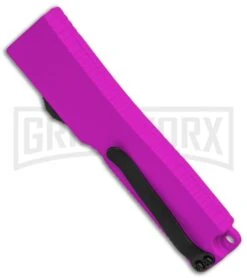 Firecracker Mini Purple D/A OTF Automatic Knife - Black Dagger -Grindworx Firecracker Mini Purple DA OTF Auto Black Dagger GX 37874 jr side large