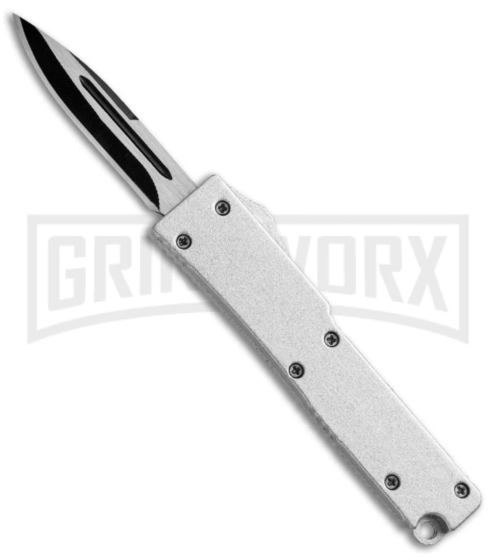 Firecracker Mini Silver D/A OTF Automatic Knife - Drop Point Two Tone 3 Firecracker Mini Silver D/A OTF Automatic Knife - Drop Point Two Tone