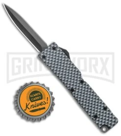 Firecracker Mini Sim. Carbon Fiber D/A OTF Automatic Knife - Black Dagger -Grindworx Firecracker Mini Sim CF DA OTF Auto Black Dagger GX 37871 jr bottlecap large
