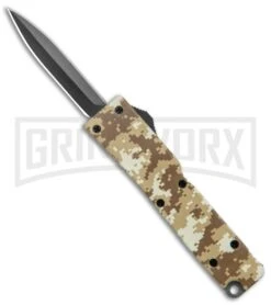 Firecracker Mini Tan Digi Camo D/A OTF Automatic Knife - Black Dagger