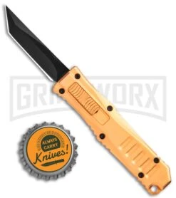 Mini Marvel Gold DA/OTF Automatic Knife - Tanto Black Plain 9 Mini Marvel Gold DA/OTF Automatic Knife - Tanto Black Plain -Grindworx Firecracker XL Gold DA OTF Auto Tanto Black Plain 27064GD GX 35923 jr bottlecap large
