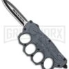 Atomic Gray OTF Automatic Knuckle Knife Biker USA - Dagger Two-Tone -Grindworx Gray OTF Auto Knuckle Knife Biker USA Dagger TT GX 35892 jr large