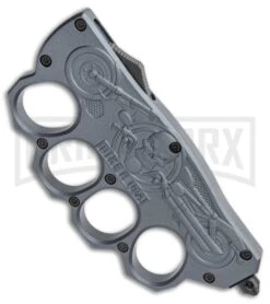 Atomic Gray OTF Automatic Knuckle Knife Biker USA - Dagger Two-Tone 8 Atomic Gray OTF Automatic Knuckle Knife Biker USA - Dagger Two-Tone -Grindworx Gray OTF Auto Knuckle Knife Biker USA Dagger TT GX 35892 jr spine large