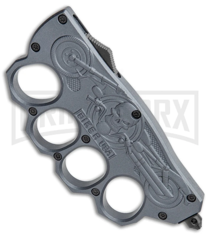 Atomic Gray OTF Automatic Knuckle Knife Biker USA - Dagger Two-Tone 4 Atomic Gray OTF Automatic Knuckle Knife Biker USA - Dagger Two-Tone - Image 2