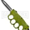 Green OTF Automatic Knuckle Knife Biker USA - Dagger Two-Tone -Grindworx Green OTF Auto Knuckle Knife Biker USA Dagger TT GX 36250 jr large