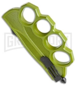 Green OTF Automatic Knuckle Knife Biker USA - Dagger Two-Tone -Grindworx Green OTF Auto Knuckle Knife Biker USA Dagger TT GX 36250 jr side large