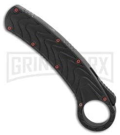 Karambit OTF Hawksbill Knife Black/Red Stainless Steel - Two Tone Red Plain -Grindworx Karambit OTF Black Red Knife Two Tone Red Satin Plain GX 36482 LS Spine large