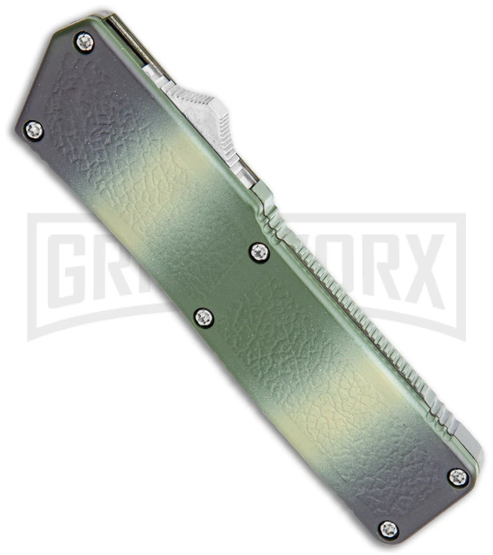 Lightning Camo D/A OTF Automatic Knife - Tanto Black Serr 4 Lightning Camo D/A OTF Automatic Knife - Tanto Black Serr - Image 2