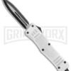 Large Atomic Defender White Automatic Dagger Knife - Two-Tone Plain -Grindworx Large Atomic White Auto Dagger TT GX 38632 jr large