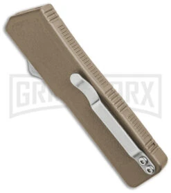 Lightning Tan D/A OTF Automatic Knife - Tanto Black Serr 5 Lightning Tan D/A OTF Automatic Knife - Tanto Black Serr -Grindworx Lighting Tan DA OTF AK Tanto Black Serr GX 41285 td side large