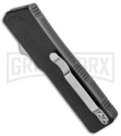 Lightning Black D/A OTF Automatic Knife - Clip Point Satin -Grindworx Lightning Black DA OTF Auto CP Satin GX 33420 jr side large