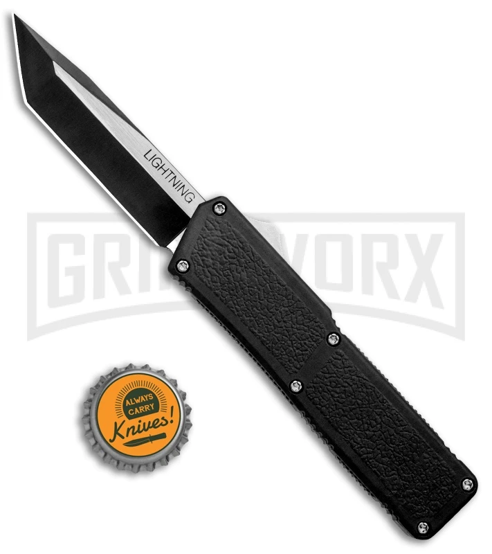 Lightning Black D/A OTF Automatic Knife - Tanto Two Tone 6 Lightning Black D/A OTF Automatic Knife - Tanto Two Tone - Image 4