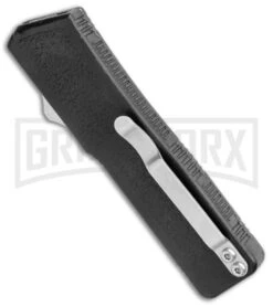 Lightning Black D/A Tanto OTF Automatic Knife - Black Serr -Grindworx Lightning Black DA Tanto OTF Auto Black Serr GX 35508 jr side large