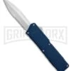 Lightning Blue D/A OTF Automatic Knife - Satin Dagger Serr 4TH18 -Grindworx Lightning Blue DA Satin Dagger Serr BP 27475 er large