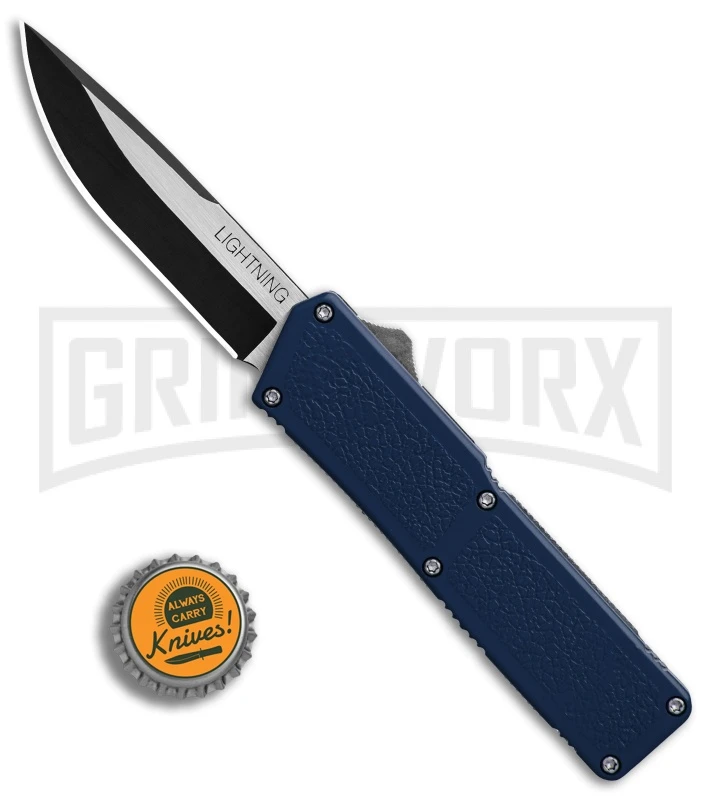 Lightning Blue D/A OTF Automatic Knife - Two-Tone Plain 6 Lightning Blue D/A OTF Automatic Knife - Two-Tone Plain - Image 4