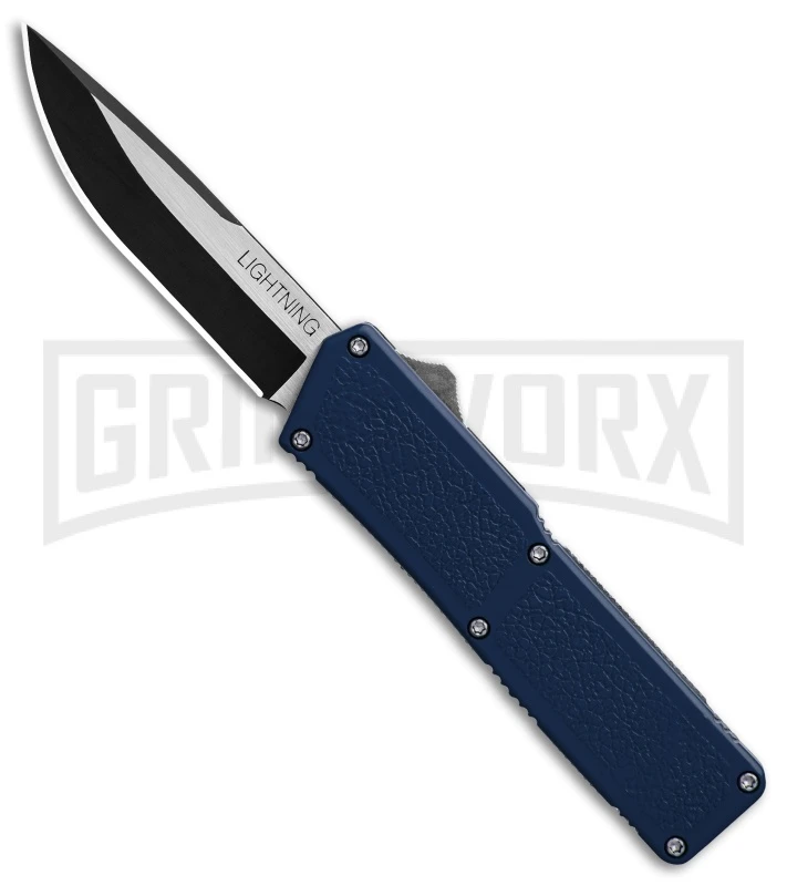 Lightning Blue D/A OTF Automatic Knife - Two-Tone Plain 3 Lightning Blue D/A OTF Automatic Knife - Two-Tone Plain