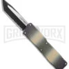 Lightning Camo D/A OTF Automatic Knife Tanto-Two Tone Black Serr 2 Lightning Camo D/A OTF Automatic Knife Tanto-Two Tone Black Serr -Grindworx Lightning Camo DA OTF Auto Tanto TT Serr GX 39141 jr large