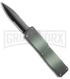 Lightning Camo D/A OTF Automatic Knife - Black Dagger Serrated